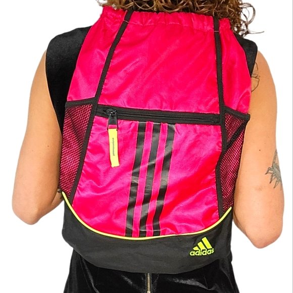 Adidas 13x17" Drawstring Back Pack Pink Black